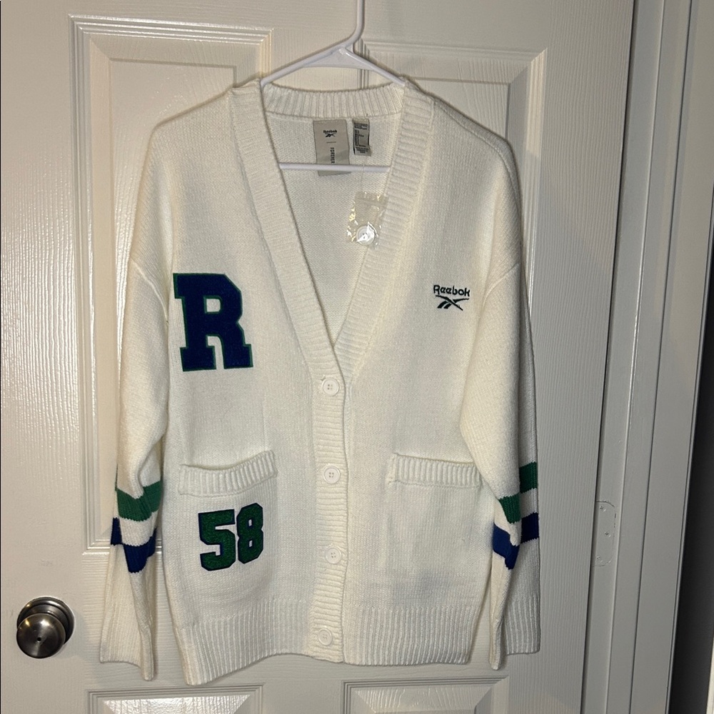 Reebok Knit Cardigan with Patchwork Details
